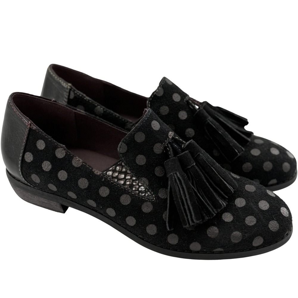 L'Artiste 37 Klasik Loafers Polka Dot Tassel Leather Art to Wear Flats 6.5
